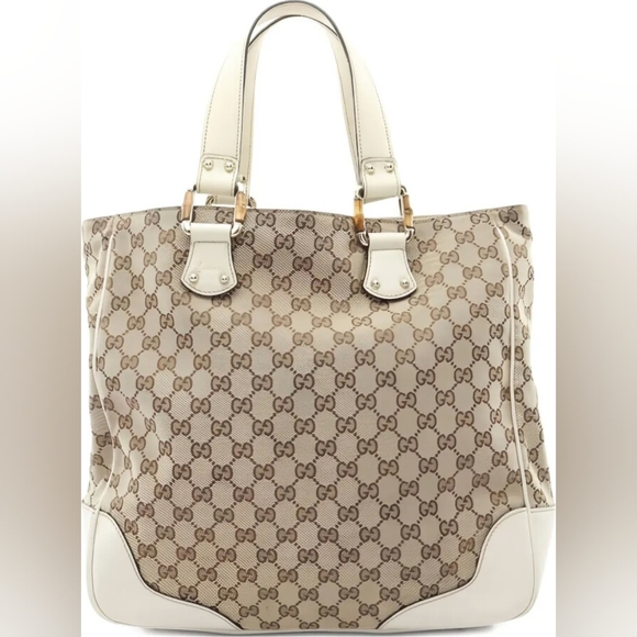 Gucci Handbags - Gucci Pre-Owned 2000's bamboo horsebit GG canvas tote bag
